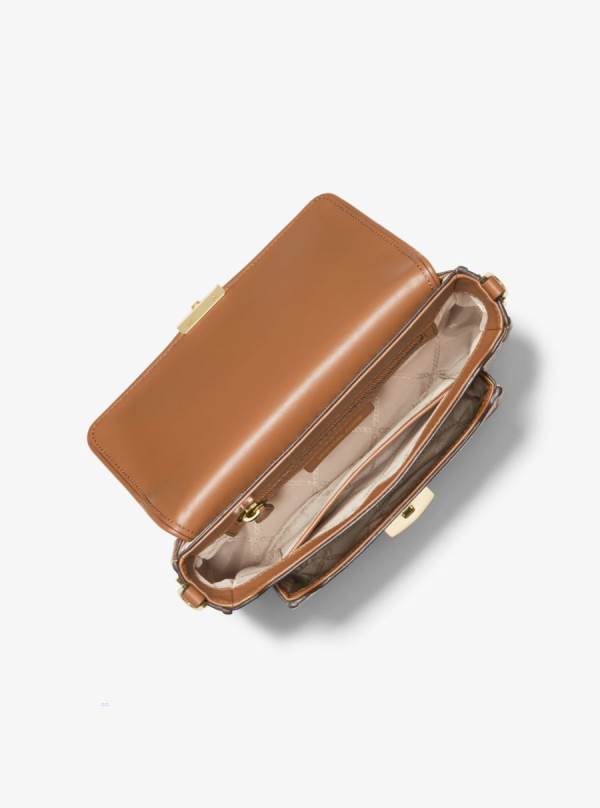 Damske Crossbody Kabelka Michael Kors Bradshaw Medium Striped Canvas and Faux Leather Olivovo Zelená - Kabelky Michael Kors Lacne | QWJXC-5389